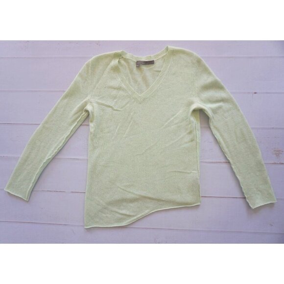 360 Cashmere Light Green 100% Cashmere V-Neck Sweater - Size S - Picture 1 of 8